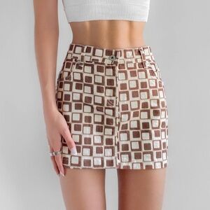The Ragged Priest 70s Skirt Brown Cream 26 Urban Outfitters Retro Micro Skirt